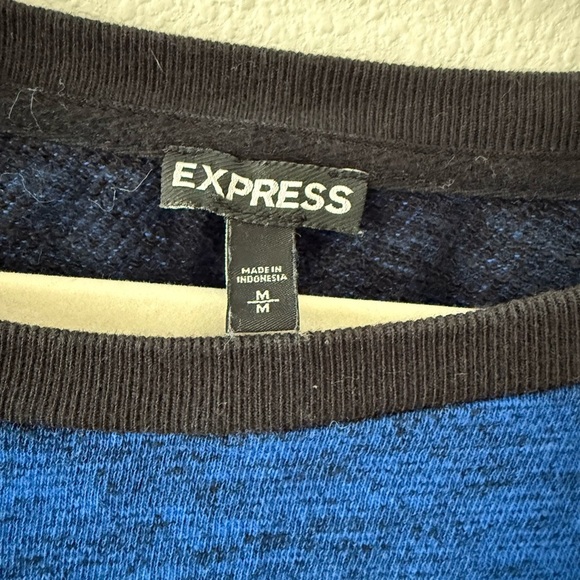 Express Blue and Black Knit Top - Picture 2 of 5
